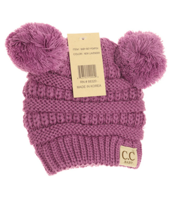Kids Solid Double Pom CC Beanie Beyond the Barn