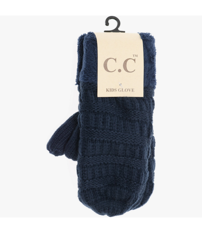 C.C Beanie Kids Solid Fuzzy Lined Mittens