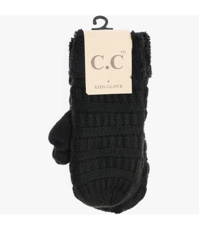 C.C Beanie Kids Solid Fuzzy Lined Mittens