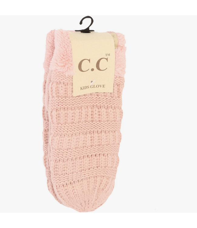 C.C Beanie Kids Solid Fuzzy Lined Mittens