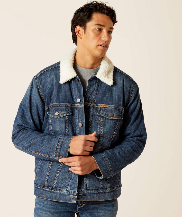 Ariat Mens Sherpa Lined Denim Trucker Jacket - Beyond the Barn