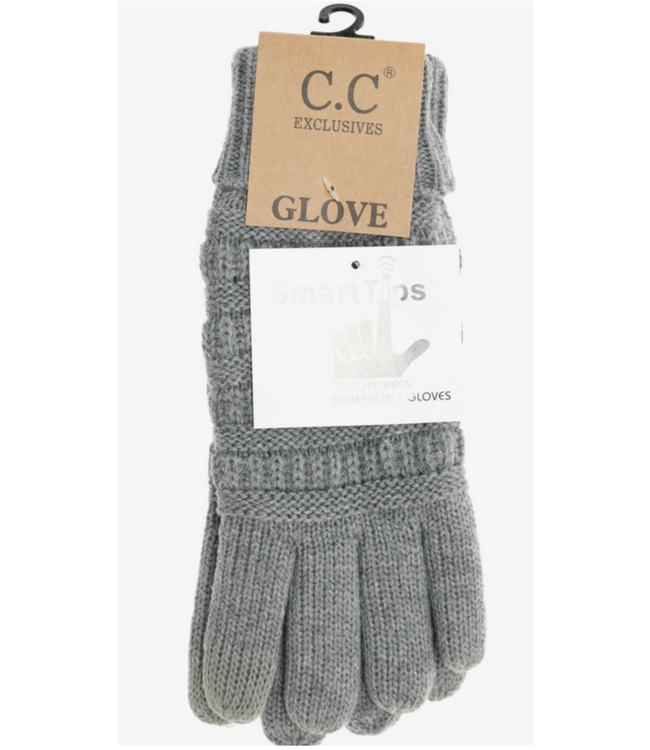 Knit Gloves with Lining Light Grey