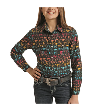 Rock Bottom Soap Girls Colorful Horses L/S Snap