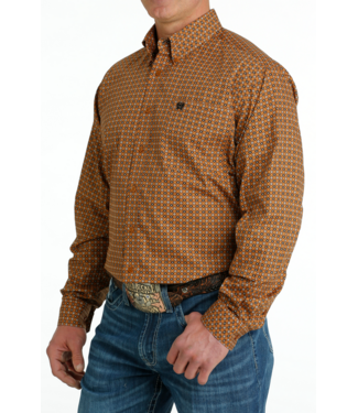 Cinch Mens Gold Printed L/S Button Down