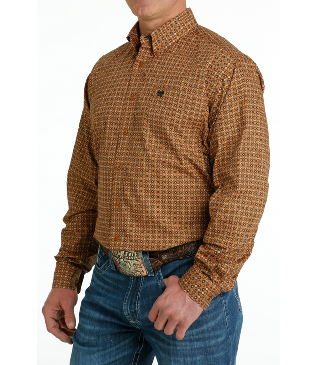 Cinch Mens Gold Printed L/S Button Down
