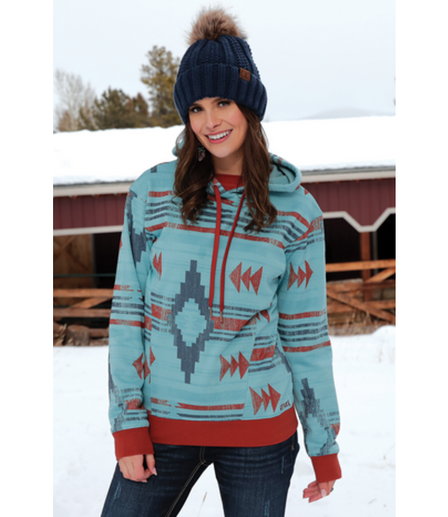 Cinch Womens Tuquoise & Aztec Hoodie