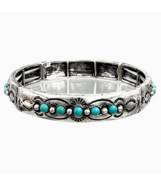 Lunar Deer Turquoise Beads Metal Stretch Bracelet