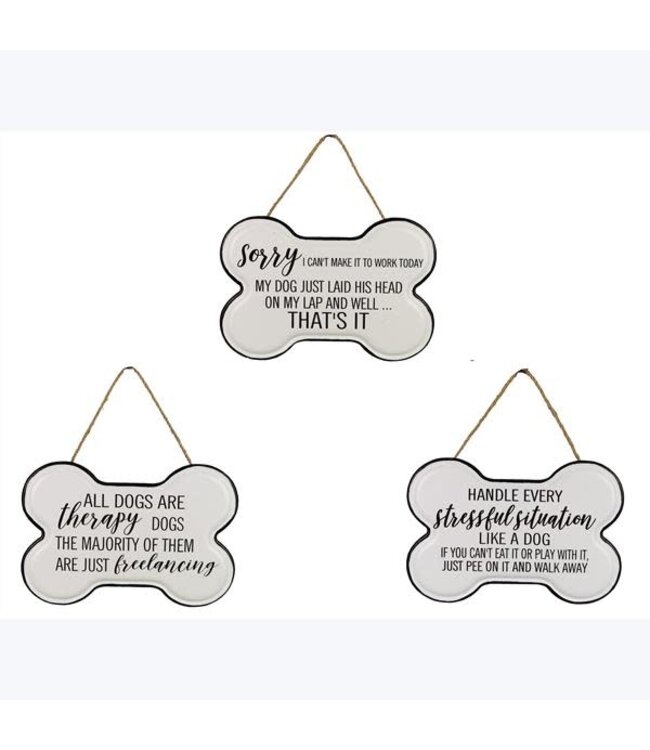 Youngs Metal Bone-Shaped Dog Signs, 3 Assorted