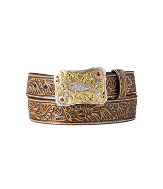 Nocona Nocona Ladies Belt Floral Embossed Natural