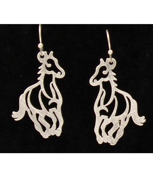 Silver Strike Earrings Running Horses