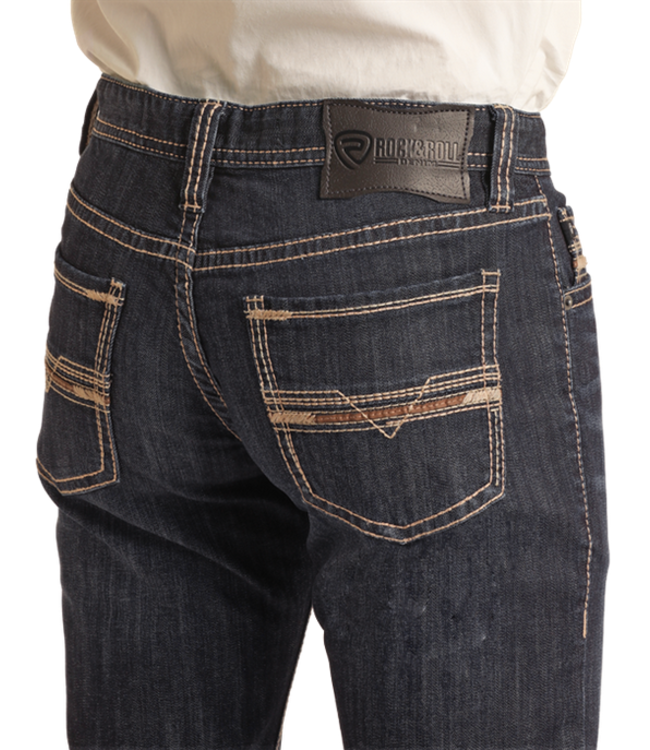 Rock & Roll Denim Mens Slim Fit Dark Vintage Revolver Jeans