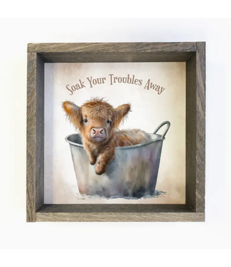 Hangout Home Highland Cow Soak - Cute animal bathroom Art