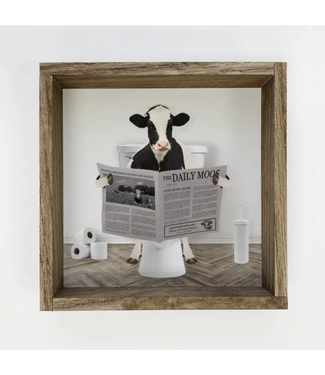 Hangout Home Dairy Cow on a Toilet - Funny Bathroom Art