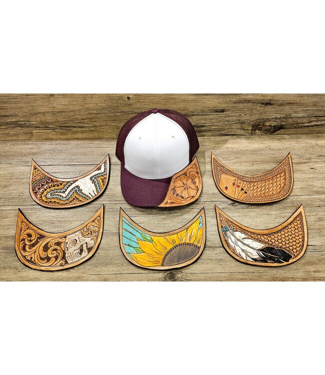 Beyond the Barn Custom Leather Tooled Brim Baseball Cap Color Set 1 BTB