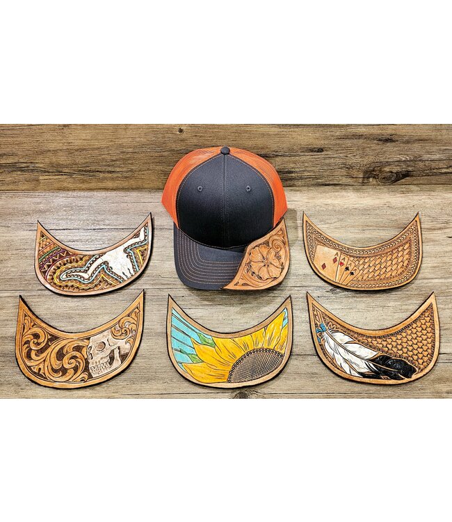 Beyond the Barn Custom Leather Tooled Brim Baseball Cap Color Set 1 BTB