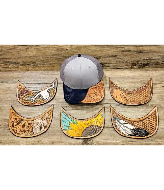 Beyond the Barn Custom Leather Tooled Brim Baseball Cap Color Set 1 BTB