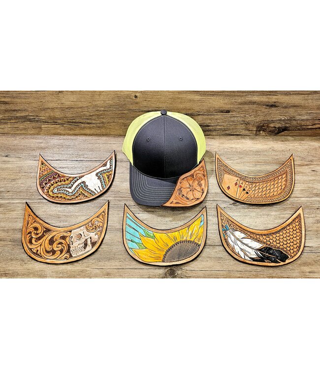Beyond the Barn Custom Leather Tooled Brim Baseball Cap Color Set 1 BTB