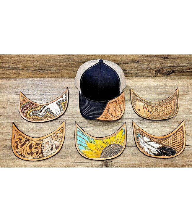 Beyond the Barn Custom Leather Tooled Brim Baseball Cap Color Set 1 BTB