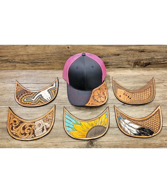 Beyond the Barn Custom Leather Tooled Brim Baseball Cap Color Set 1 BTB
