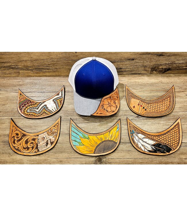 Beyond the Barn Custom Leather Tooled Brim Baseball Cap Color Set 1 BTB
