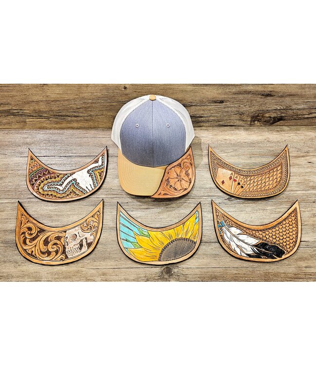 Beyond the Barn Custom Leather Tooled Brim Baseball Cap Color Set 1 BTB