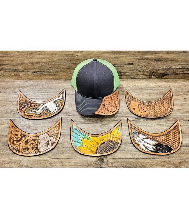 Beyond the Barn Custom Leather Tooled Brim Baseball Cap Color Set 1 BTB