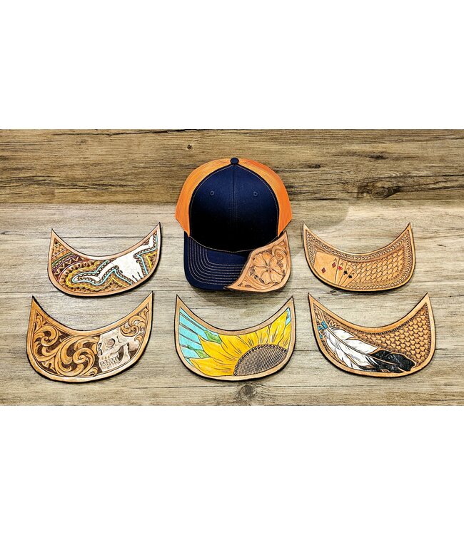 Beyond the Barn Custom Leather Tooled Brim Baseball Cap Color Set 1 BTB