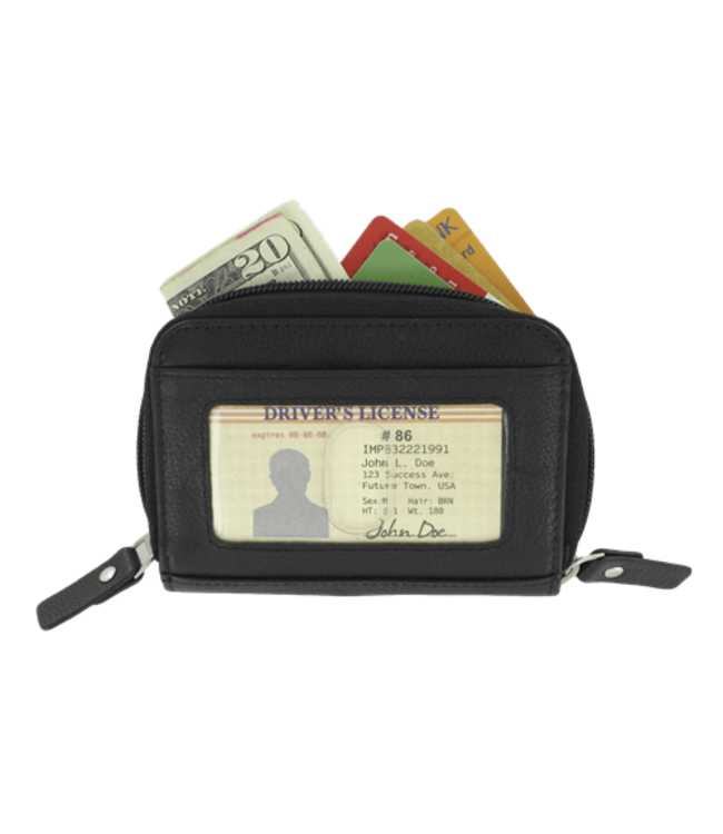 Weaver Black Twin Zip Accordian Wallet Lambskin