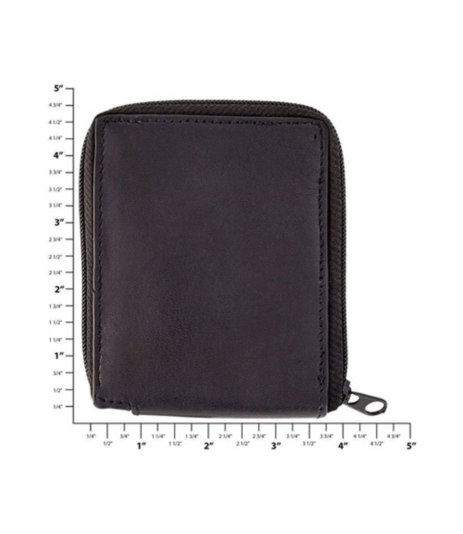Weaver 4 1/2" Black Leather Zipper Wallet