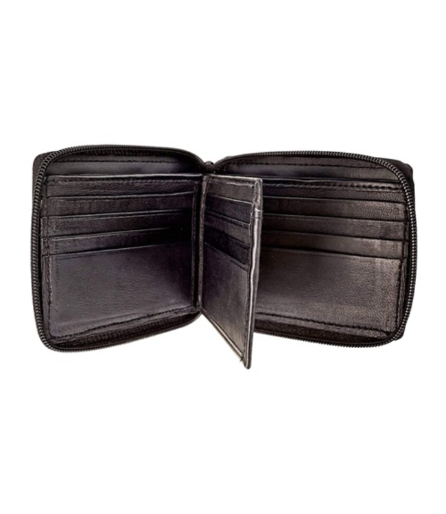 Weaver 4 1/2" Black Leather Zipper Wallet