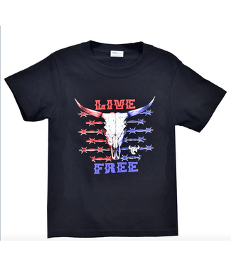 Cowboy Hardware Youth Live Free Tee - Black