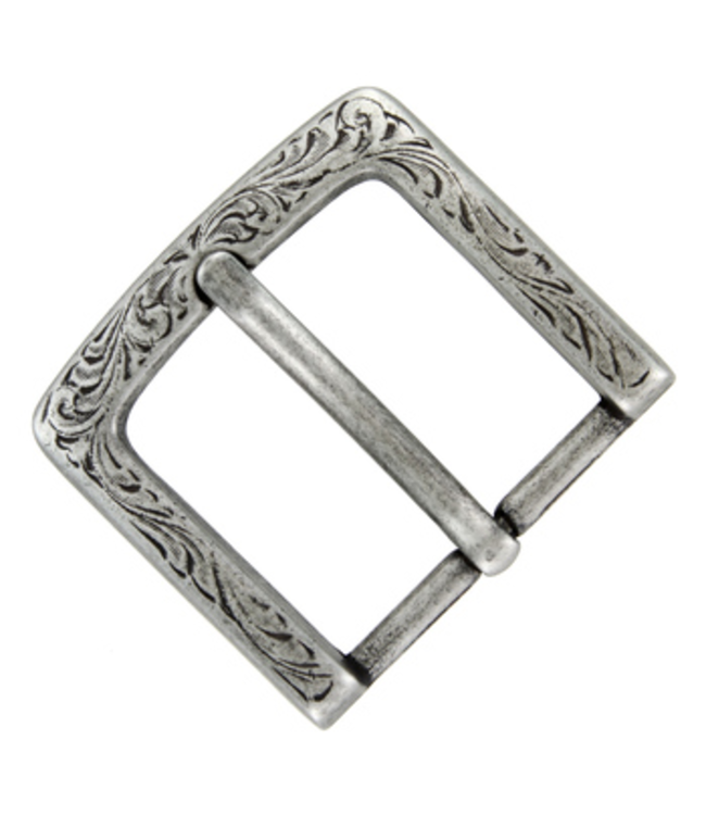 Western Floral Engraved Antique Silver Belt Buckle SQUARE