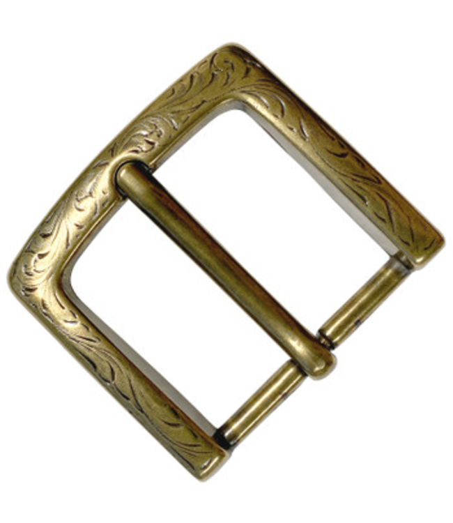 Western Floral Engraved Antique Brass Belt Buckle SQUARE