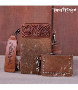 Montana West Trinity Ranch Hair-On Cowhide Tooled Phone Purse