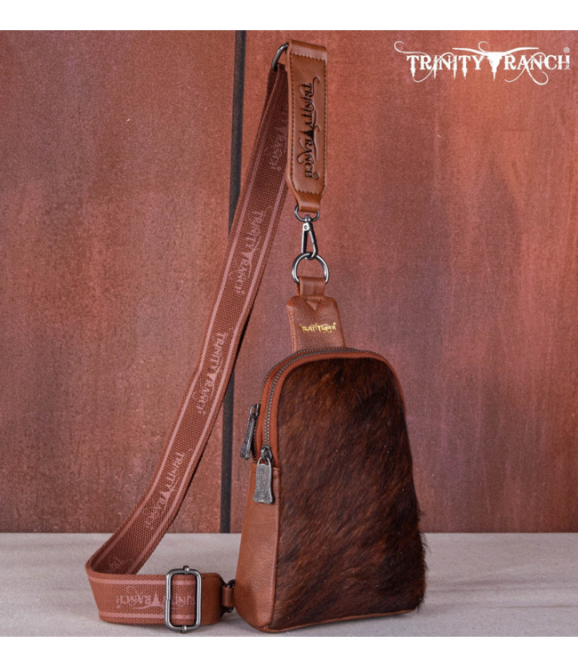 Montana West Trinity Ranch Hair-On Cowhide Sling Bag