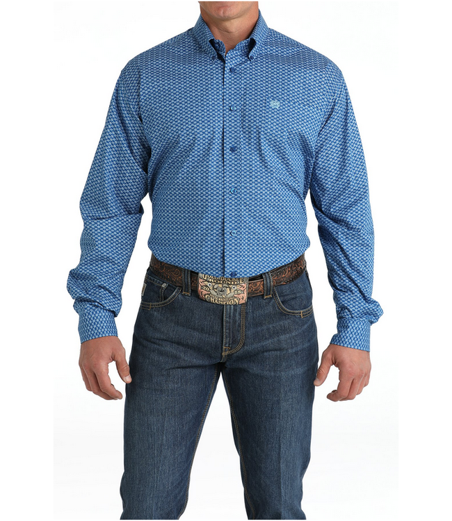 Cinch Mens Stretch Geometric Button Down Shirt