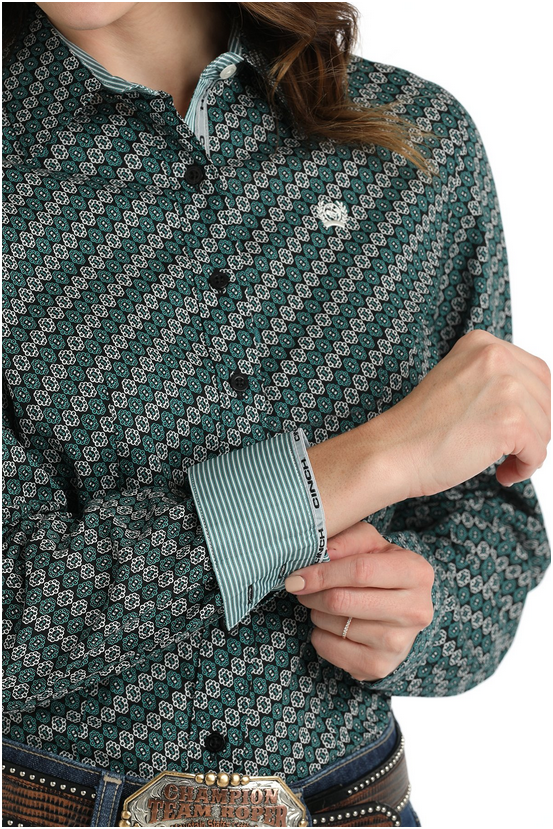 Cinch Womens Geometric Button-Down Western Shirt Beyond the Barn