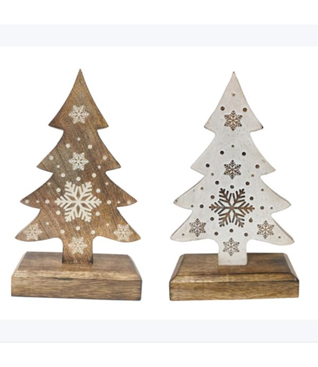 Youngs Mango Wood Snowflake Christmas Tree