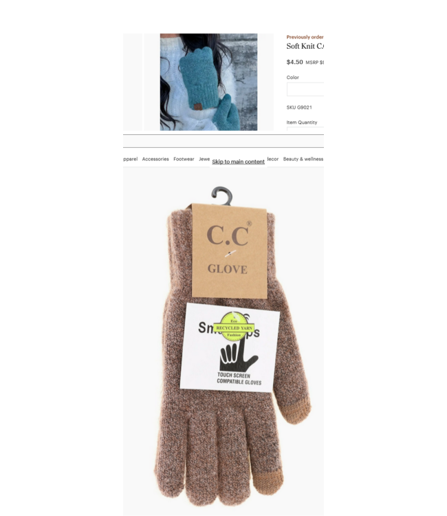 C.C Beanie Soft Knit Smart Tip Gloves