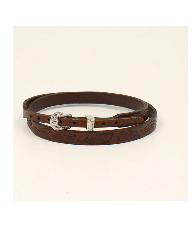 Twister Tooled Feather Leather Hat Band