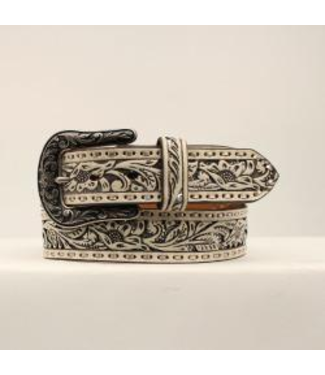 Ariat Ariat Ladies Belt White Pierced Silver Glitter Underlay