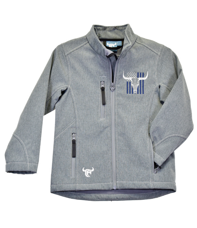 Cowboy Hardware Youth Skull Flag Poly Shell Jacket - Grey