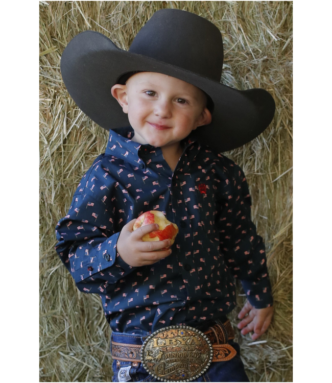 Cinch Infant/Toddler Flag Print Button Down Shirt