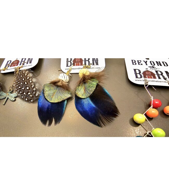 Beyond the Barn Feather Multi Beads Dangle Earrings Assort. BTB