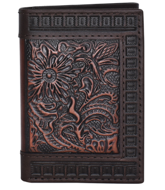 Justin Justin Mens Trifold Wallet Tooling and Embossed Edge