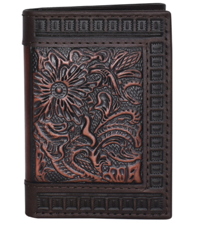 Justin Justin Mens Trifold Wallet Tooling and Embossed Edge