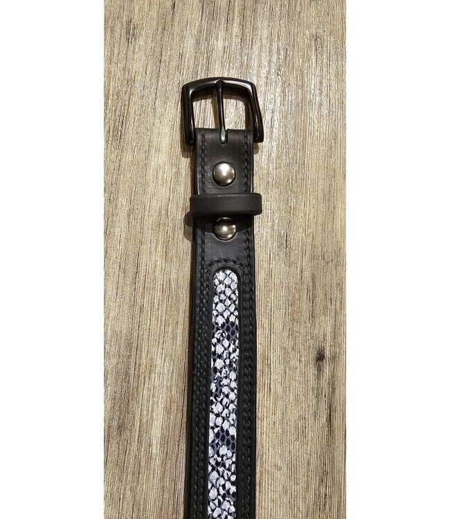 Beyond the Barn All Leather Embossed Snake Inlay Belt BTB