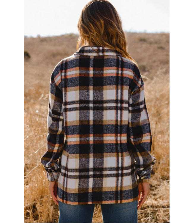 Fashion Works Fall Geometric Plaid Pocketed Shacket