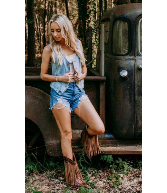 DENIM JEWELED VEST