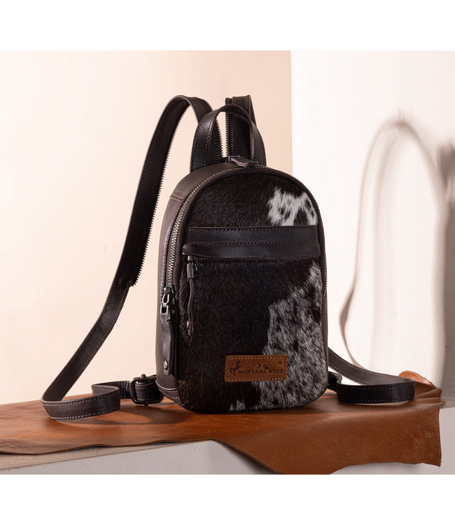 Montana West Montana West Genuine Hair-On Cowhide Convertible Sling Backpack
